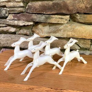 VTG Rosbro Reindeer Plastic 5 Figurines MCM Mid-century Assemblage Japan